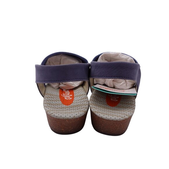 NIB Softinos by FLY London Alp Sandals Sz 35 US 4 Blue Leather Slingback Wedge - Picture 7 of 13